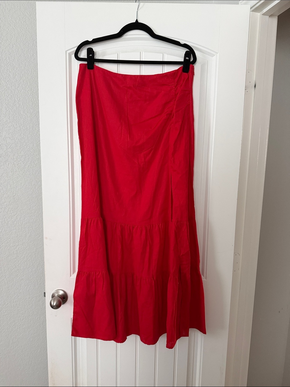 Express Red Tiered Maxi Skirt